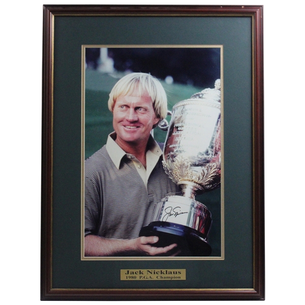 Jack Nicklaus Signed 1980 PGA Championship Color Photo - Framed JSA ALOA