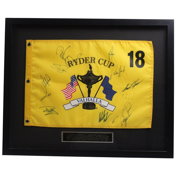 2008 European Team Signed Ryder Cup Flag - Framed JSA ALOA