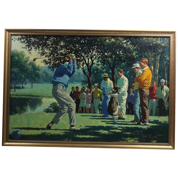 A Golf Tournament 1950’s Original Oil Painting On Canvas by Arthur Sarnoff