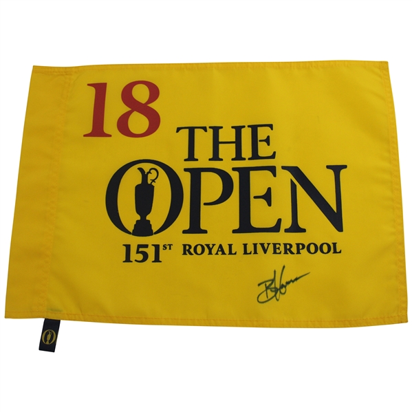 Brian Harman Signed 2023 The Open Championship at Royal Liverpool Flag JSA ALOA