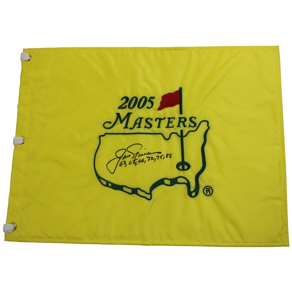 Jack Nicklaus Signed 2005 Masters Embroidered Flag w/Years Won JSA ALOA