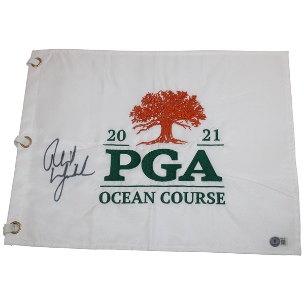 Phil Mickelson Signed 2021 PGA Championship at Kiawah Island Embroidered Green Flag BGS #BJ082787