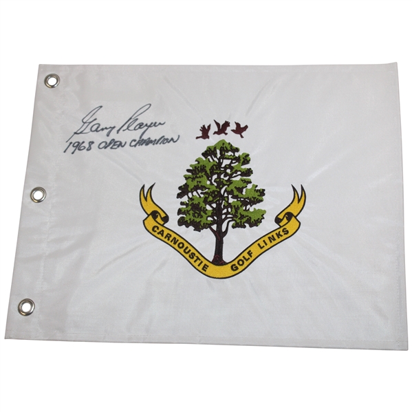 Gary Player Signed Carnoustie Embroidered Flag w/1968 Open Champion JSA ALOA