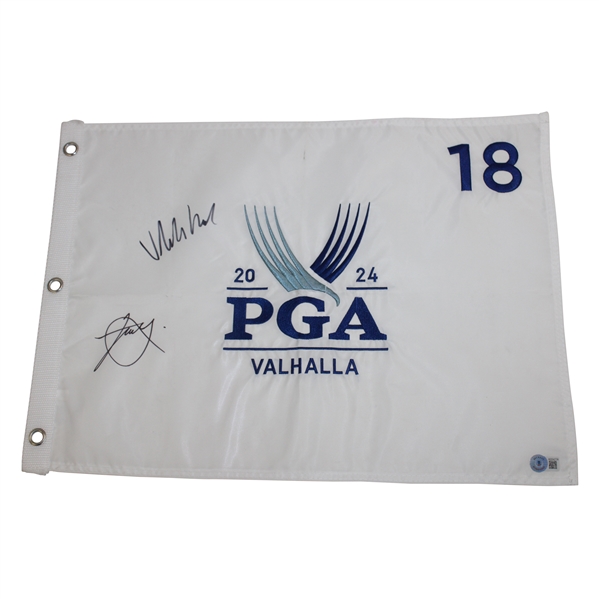 Xander Schauffle & Viktor Hovland Signed 2024 PGA Flag JSA ALOA