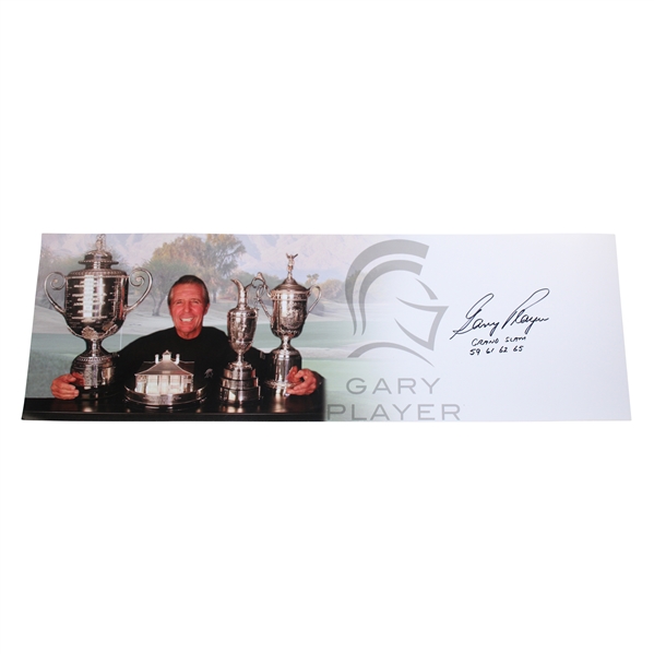 Gary Player Signed Grand Slam Trophy Panoramic Collage w/Grand Slam & Years JSA ALOA