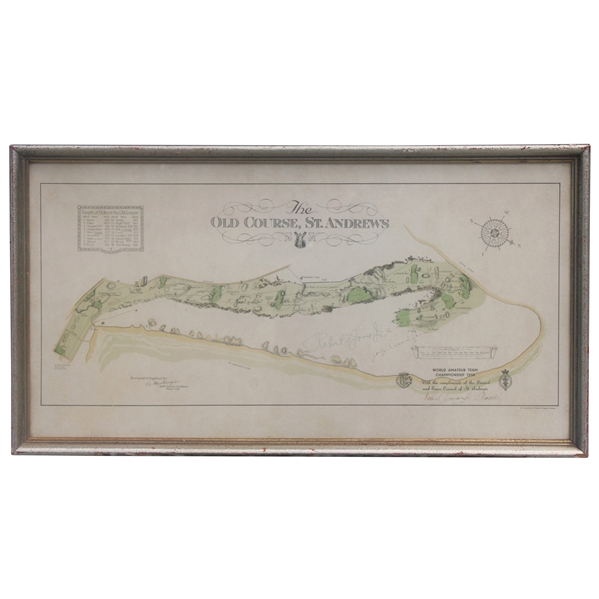 Bobby Jones Signed The Old Course St. Andrews Mackenzie Map - Only Known Example