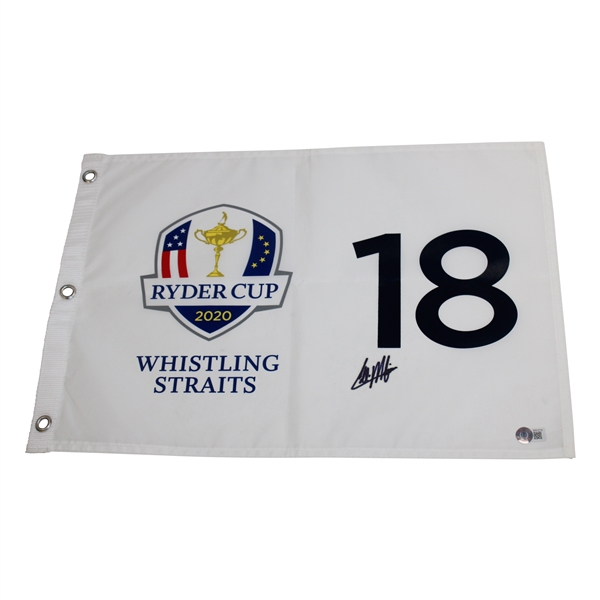 Collin Morikawa Signed 2020 Ryder Cup at Whistling Straits Flag Beckett #BH012719