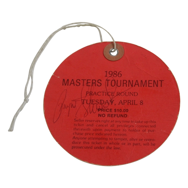 Payne Stewart Signed 1986 Masters Tuesday Round Ticket #17841 JSA ALOA