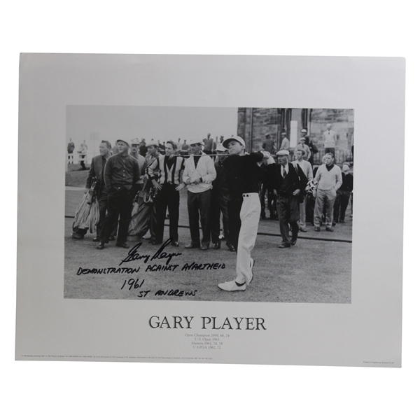 Gary Player Signed 11x14 Print w/Demonstration Against Apartheid, 1961, & St Andrews JSA ALOA