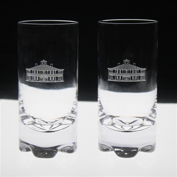 Two (2) Augusta National Golf Club Glass Clubhouse Logo Drinking Glasses