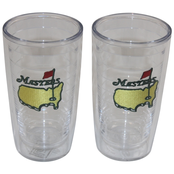 Two (2) Undated Masters Tournament Logo Patch 12oz Tervis Tumblers
