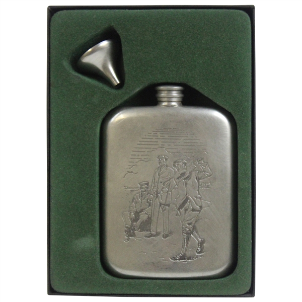 Marshall Golf Awards Pewter Golf Theme Flask w/Box