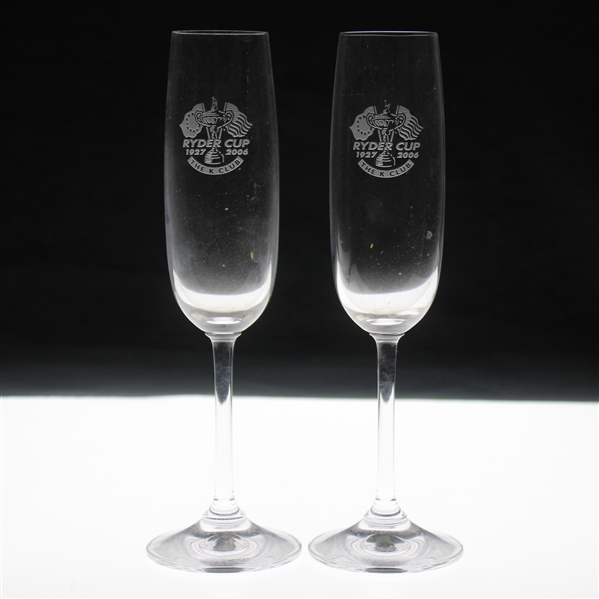 Two (2) 2006 Ryder Cup At The K Club Champagne Glasses