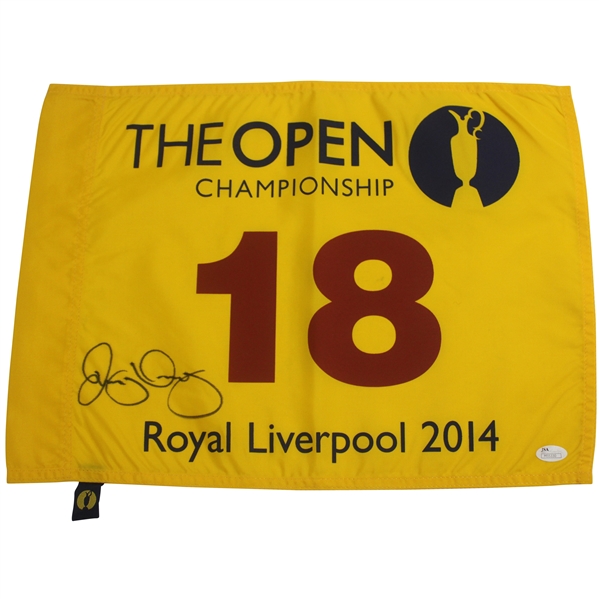 Rory McIlroy Signed 2014 The Open at Royal Liverpool Flag JSA #M55330