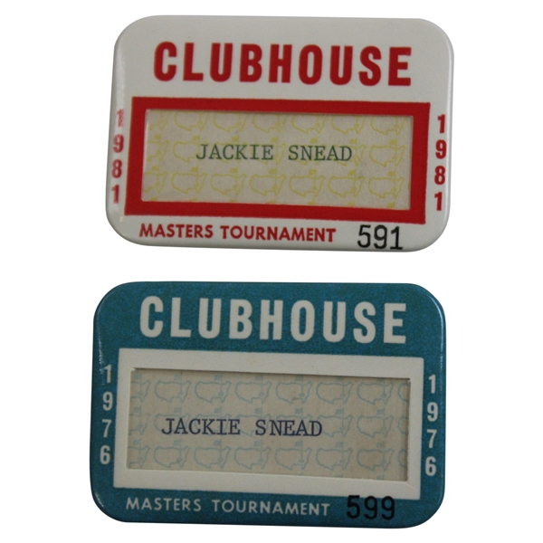 1976 & 1981 Masters Tournament Clubhouse Badges - Snead Family Collection