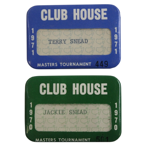 1970 & 1971 Masters Tournament Clubhouse Badges - Snead Family Collection
