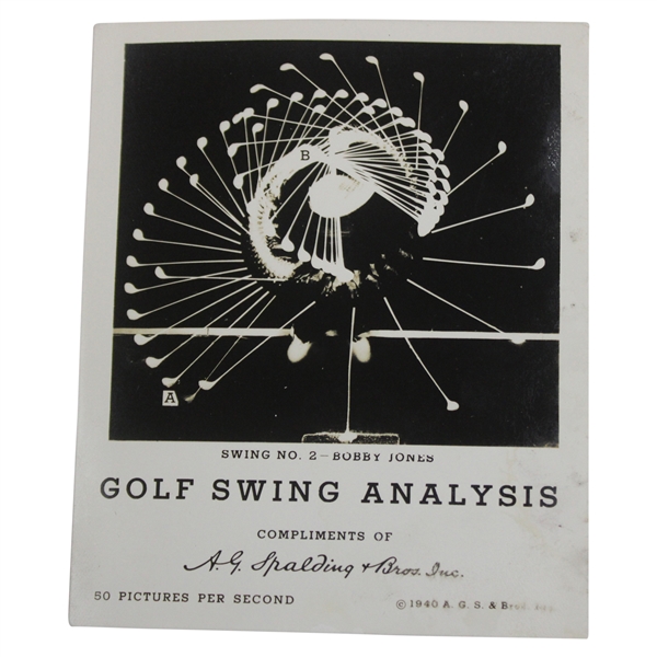 1940 Bobby Jones Golf Swing Analysis Spalding Edgerton Study Photo Card Advertisement 