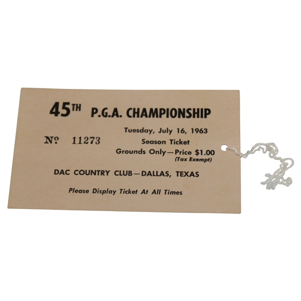 1963 PGA Championship at DAC Country Club Ticket #11273 - Jack Nicklaus Winner