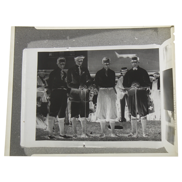 1917 Walter Hagen, Jock Hutchinson, Chick Evans & Other Red Cross Exhibition 4 X 5" Photo Negative