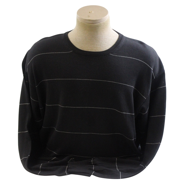 Seve Ballesteros Hugo Boss Cotton Black w/White Stripes XL Sweater Made in Italy - Ballesteros Tag