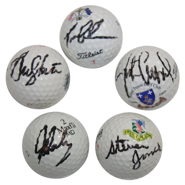 Daly, Leonard, North, Jones & Lehman Signed Major Champ Logo Golf Balls JSA ALOA