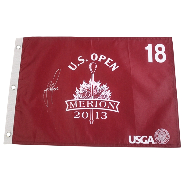 Justin Rose 2013 US Open at Merion Red Screen Flag JSA ALOA