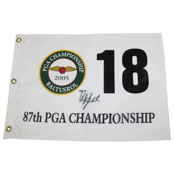 Phil Mickelson 2005 PGA Championship at Baltusrol White Screen Flag JSA ALOA