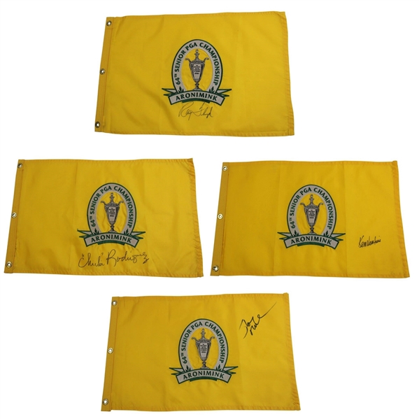 Venturi, Floyd, ChiCi & Jerry Rice Signed 2003 Sr PGA at Aronimink Embroidered Flags JSA ALOA