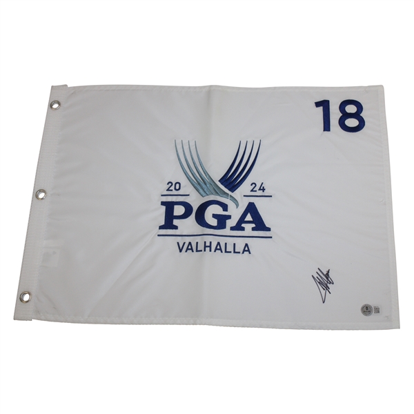 Collin Morikawa Signed 2024 PGA at Valhalla Embroidered Flag Beckett #BM64135