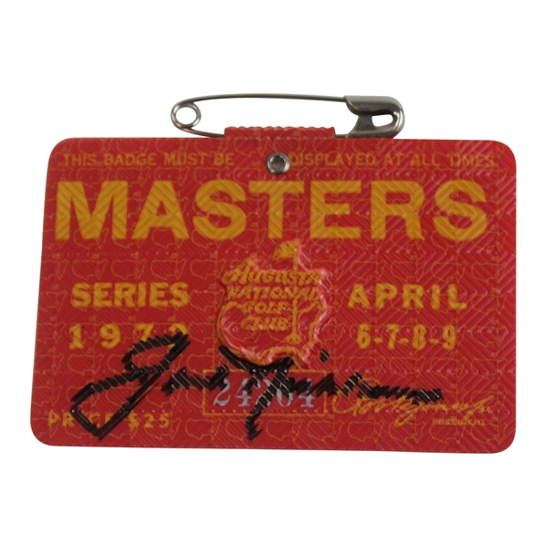 Jack Nicklaus Signed 1972 Masters SERIES Badge #24204 JSA ALOA