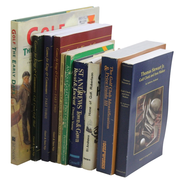 Ten (10) Various Golf Books - Club Trademarks, St Andrews, Georgiady & more