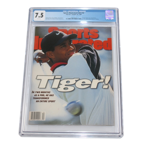 Tiger Woods 1996 Sports Illustrated Newsstand Magazine 1st Cover CGC 7.5