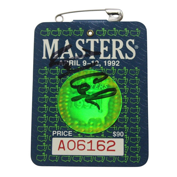 Fred Couples Signed 1992 Masters SERIES Badge #A06162 JSA ALOA