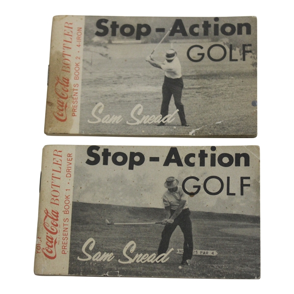 Two (2) Sam Snead Stop-Action Golf Coca-Cola Bottler Flip Books - Book 1 (Driver) & Book 2 (4-Iron)