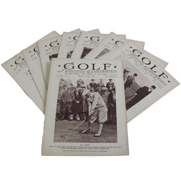 Nine (9) 1930 Golf Illustrated UK Issues – Bobby Jones Wins British Amateur Cover (Grand Slam)