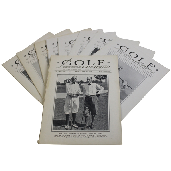 Nine (9) 1926 Golf Illustrated UK Issues – Walter Hagen USA v UK Challenge Match Cover