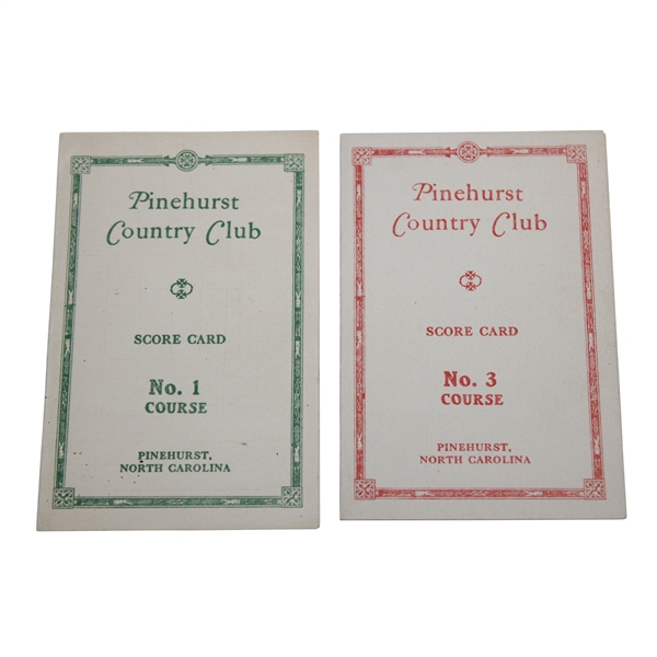 Two (2) Pinehurst Country Club Vintage Scorecards - No. 1 Course & No. 3 Course