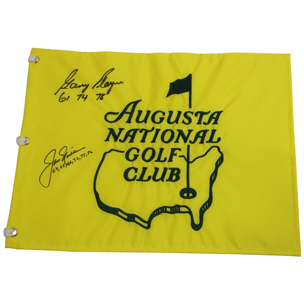Jack Nicklaus & Gary Player Signed Augusta National Member Flag w/Dates Won JSA ALOA