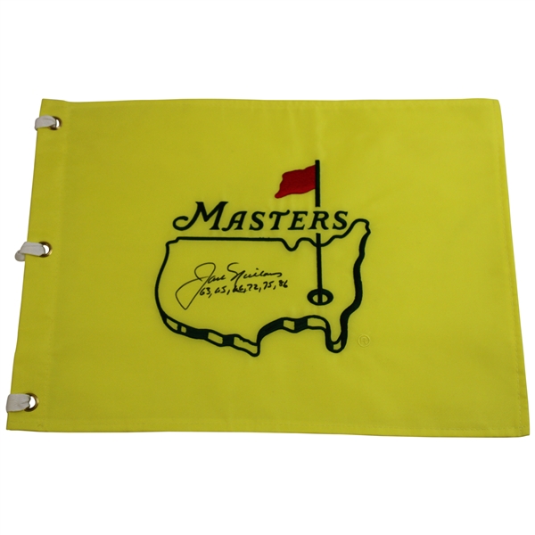 Jack Nicklaus Signed Masters Undated Embroidered Flag with Years Won JSA ALOA