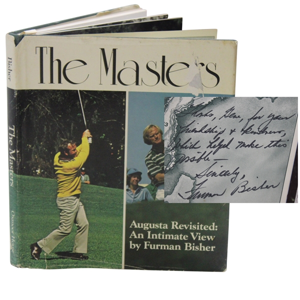 Gene Sarazens Personal The Masters Book Signed by Author Furman Bisher to Gene JSA ALOA
