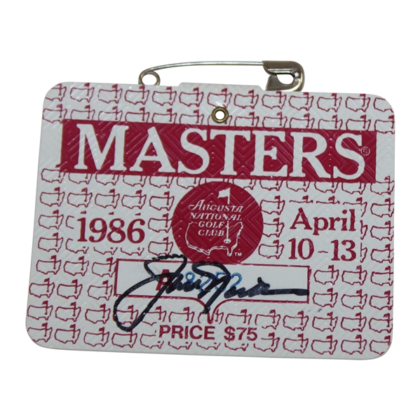 Jack Nicklaus Signed 1986 Masters SERIES Badge #A8252 JSA ALOA