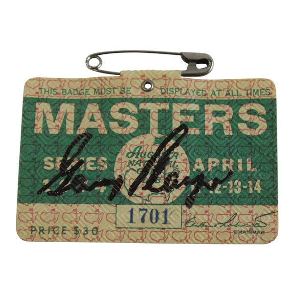 Gary Player Signed 1974 Masters SERIES Badge #1701 JSA ALOA