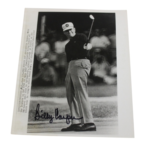Billy Casper Signed 1967 US Open at Baltusrol Golf Club Press Photo