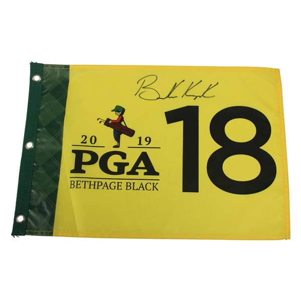 Brooks Koepka Signed 2019 PGA Championship at Bethpage Black Screen Flag Beckett JSA ALOA