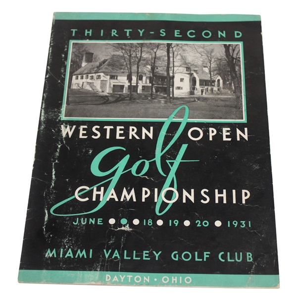 1931 Western Open Golf Championship At Miami Valley Golf Club Program
