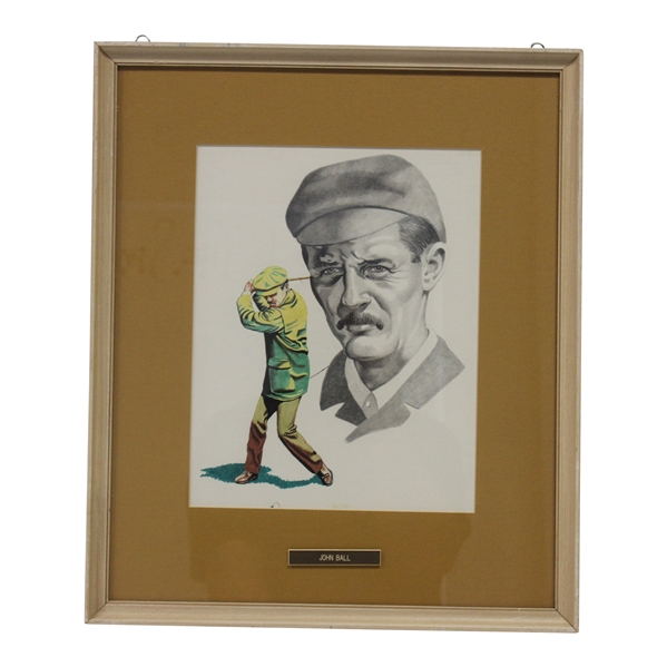 John Ball Original Hand Drawn/Colored Collage Print w/Nameplate by Jim McQueen - Framed