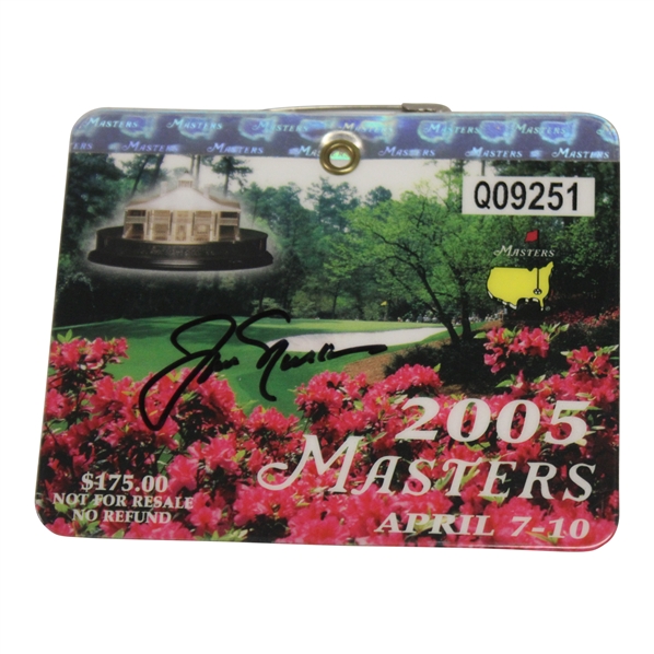 Jack Nicklaus Signed 2005 Masters SERIES Badge #Q09251 JSA ALOA