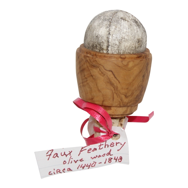 Jefferies Faux Leathery Olive Wood Golf Ball Circa 1440-1848