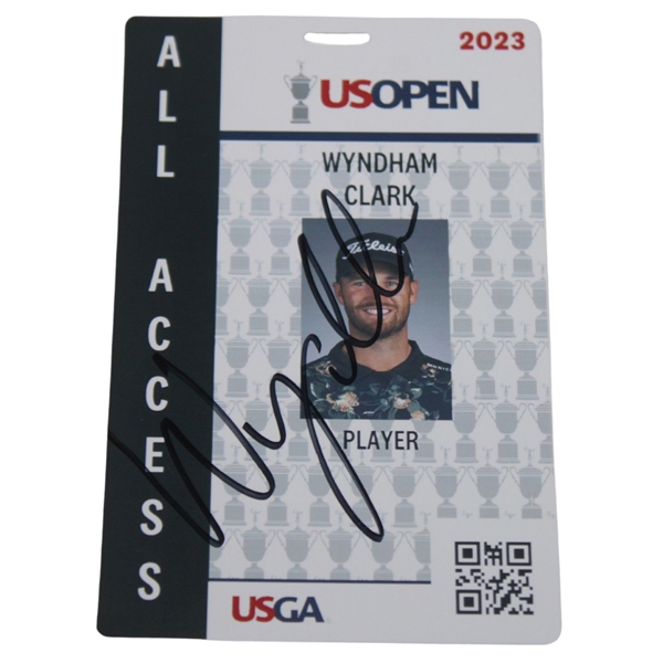 Wyndham Clark Signed Reproduction All Access 2023 US Open Player Badge JSA ALOA