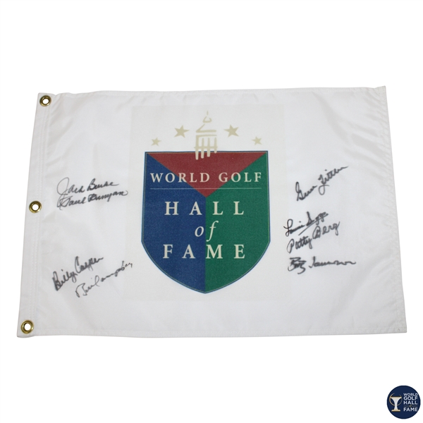 Burke, Runyan, Casper, Berg, Jameson, Suggs & 2 others Signed WGHoF Flag JSA ALOA